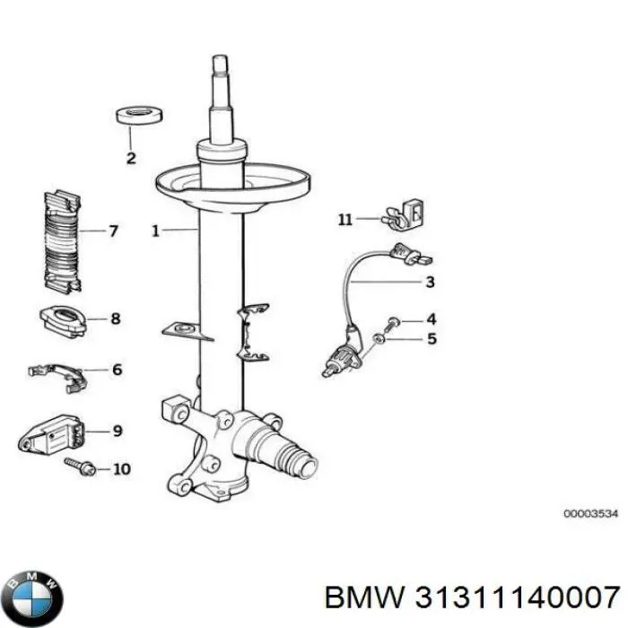 Амортизатора передній лівий 31311140007 BMW