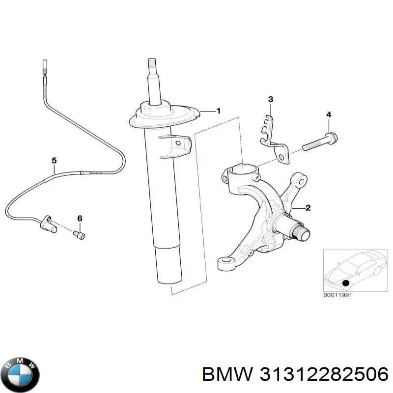 Амортизатор передньої підвіски, лівий BMW 31312282506 ціна, від 469.32 USD