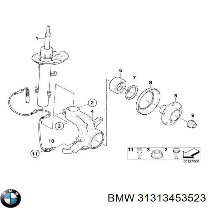 Амортизатора передній лівий 31313453523 BMW
