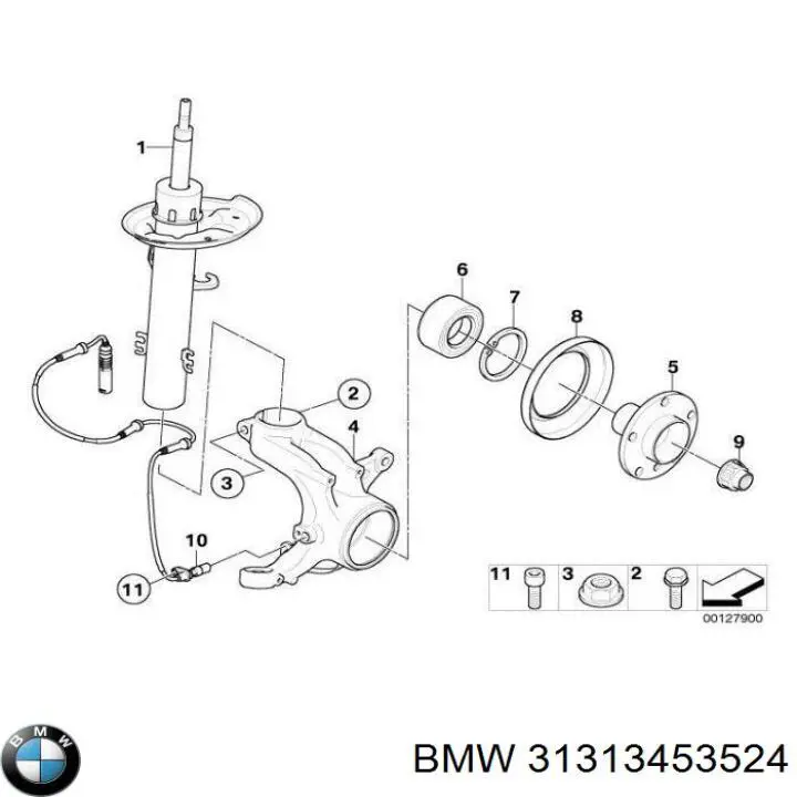 Амортизатор передній, правий 31313453524 BMW