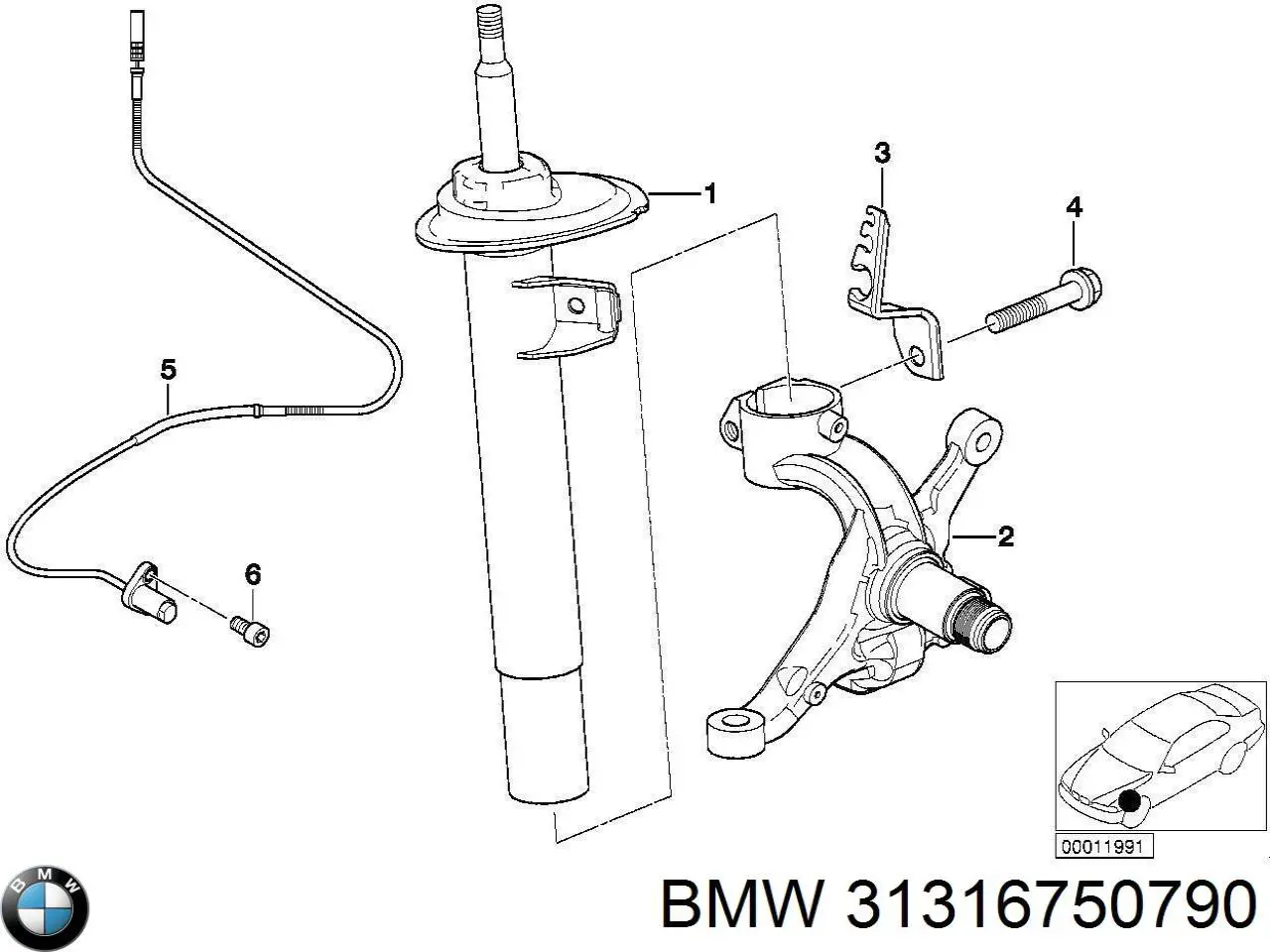 Амортизатор передній, правий BMW 31316750790 ціна, від 45.20 USD