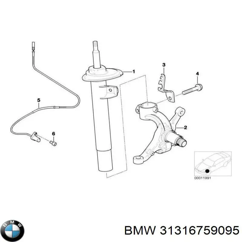 Амортизатор передньої підвіски, лівий BMW 31316759095 ціна, від 39.82 USD