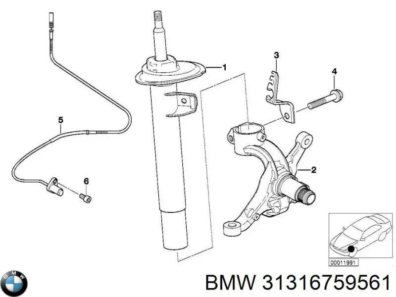 Амортизатор передньої підвіски, лівий BMW 31316759561 ціна, від 52.03 USD