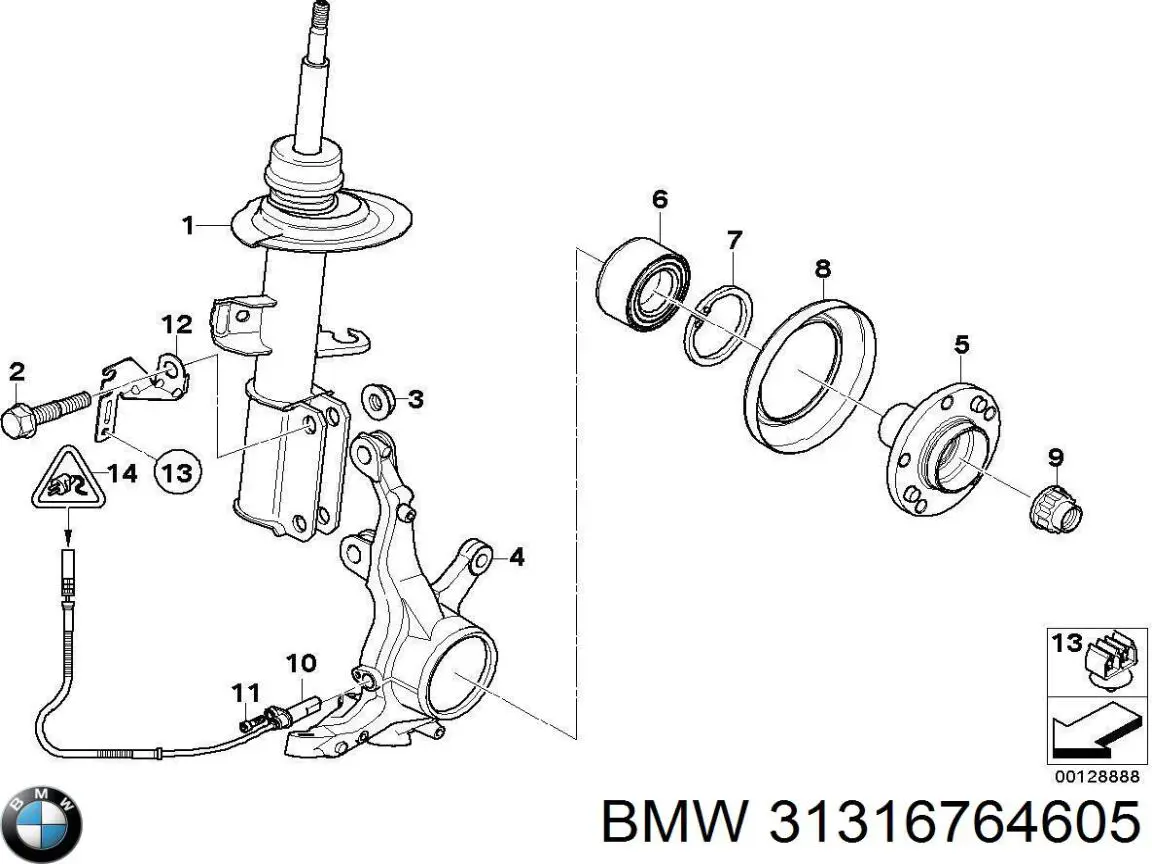 Амортизатор передньої підвіски, лівий BMW 31316764605 ціна, від 62.19 USD