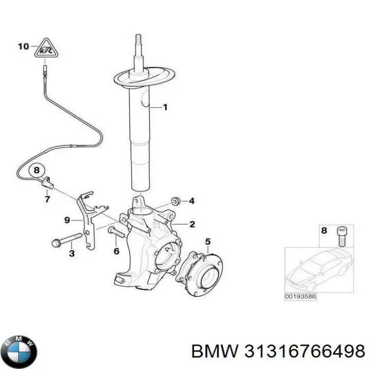 Амортизатор передньої підвіски, лівий BMW 31316766498 ціна, від 106.20 USD