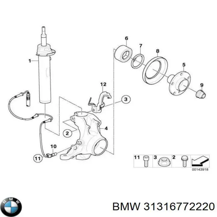 Амортизатор передній, правий 31316772220 BMW