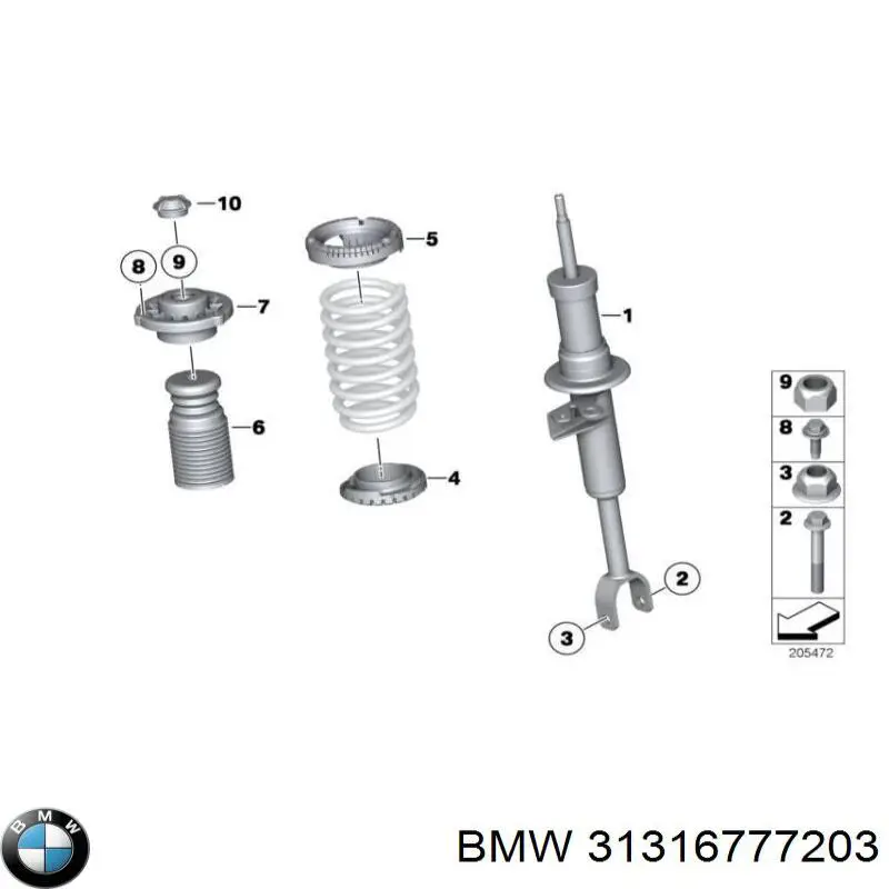 Амортизатор передній, лівий 31316777203 BMW