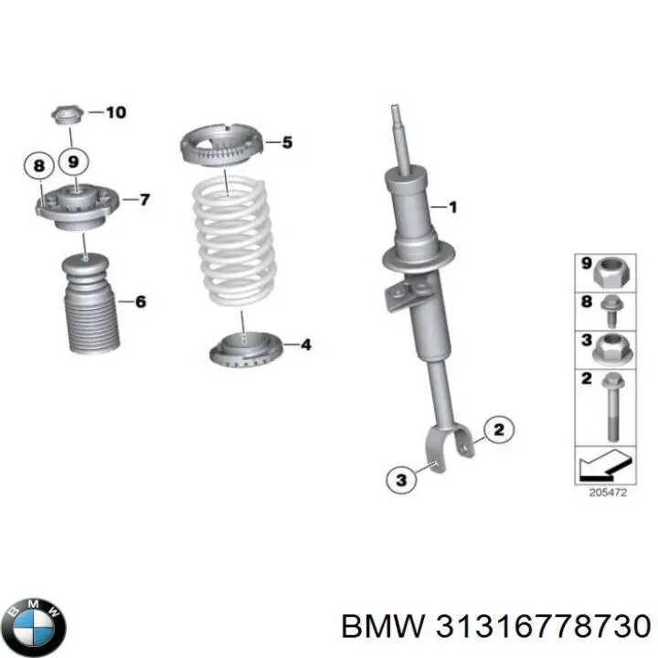 Амортизатор передній, правий BMW 31316778730 ціна, від 41.89 USD