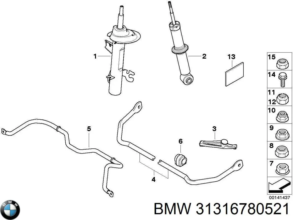 Купити 31316780521 BMW Амортизатора передній лівий