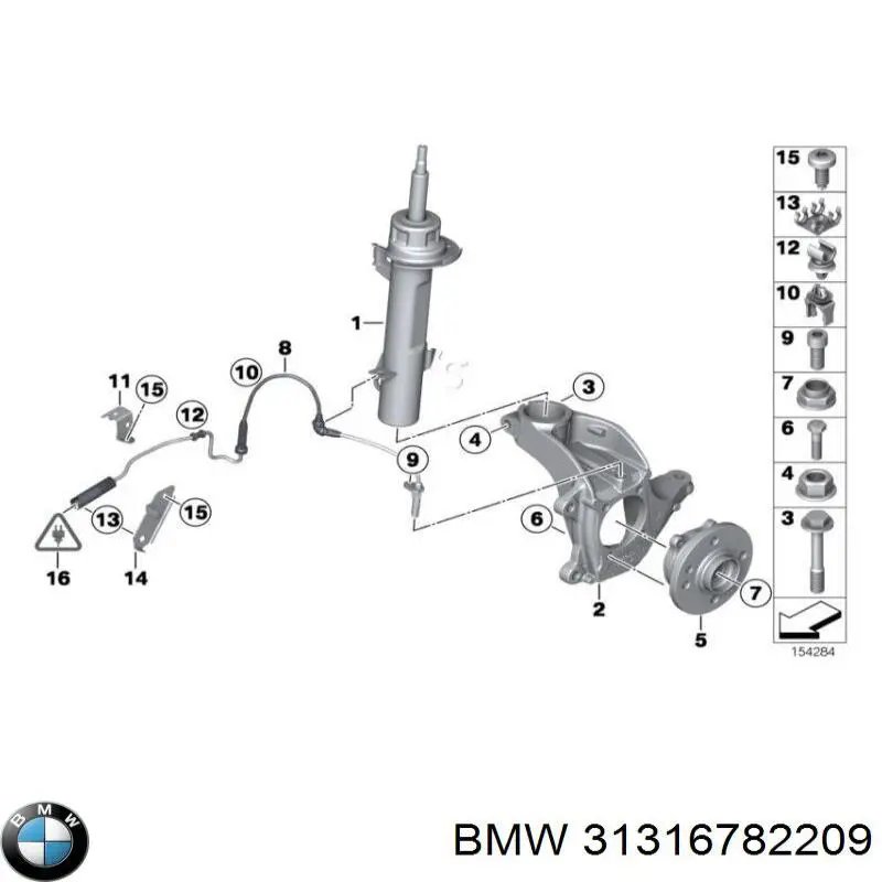 Амортизатор передньої підвіски, лівий BMW 31316782209 ціна, від 49.72 USD