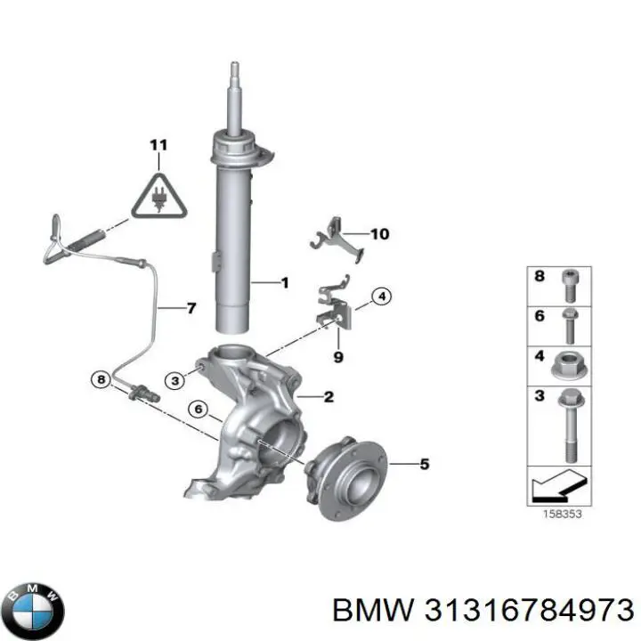 Амортизатор передньої підвіски, лівий BMW 31316784973 ціна, від 58.11 USD