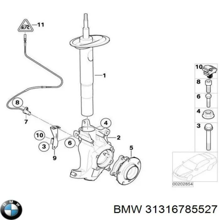 Амортизатор передньої підвіски, лівий BMW 31316762521 ціна, від 455.11 USD