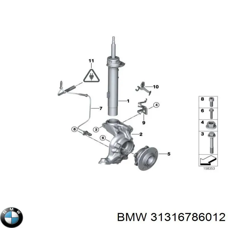 Амортизатор передній, лівий 31316786012 BMW