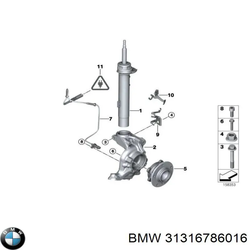 Амортизатор передній, лівий 31316786016 BMW