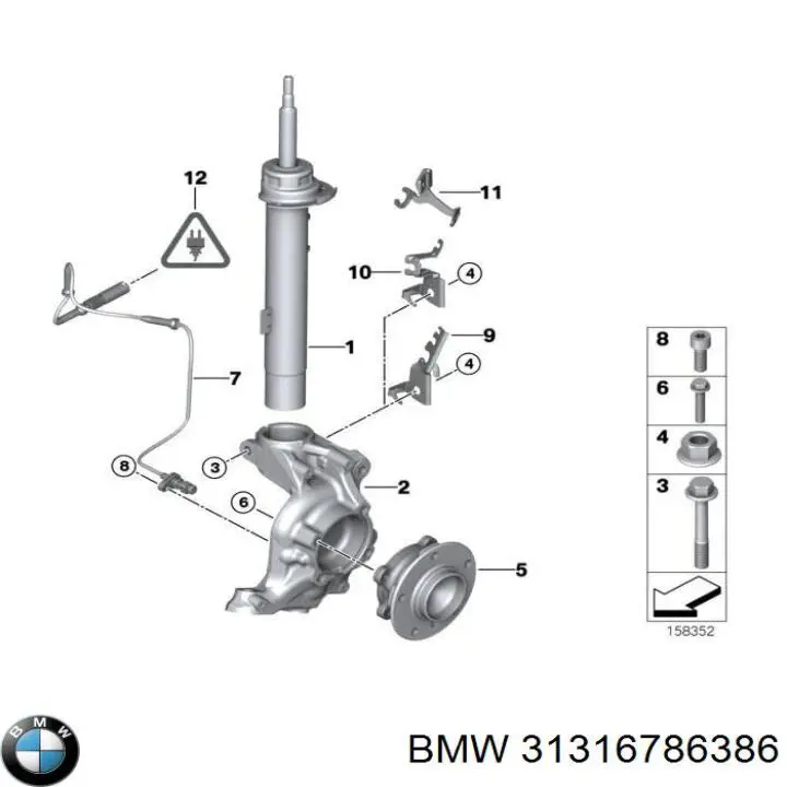 Амортизатор передній, правий BMW 31316786386 ціна, від 76.25 USD