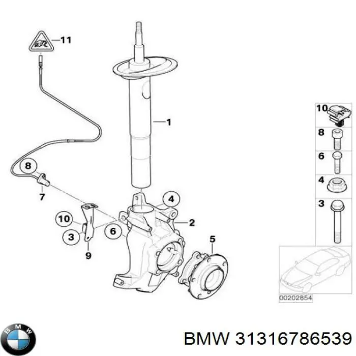 Амортизатор передньої підвіски, лівий BMW 31316786539 ціна, від 166.16 USD