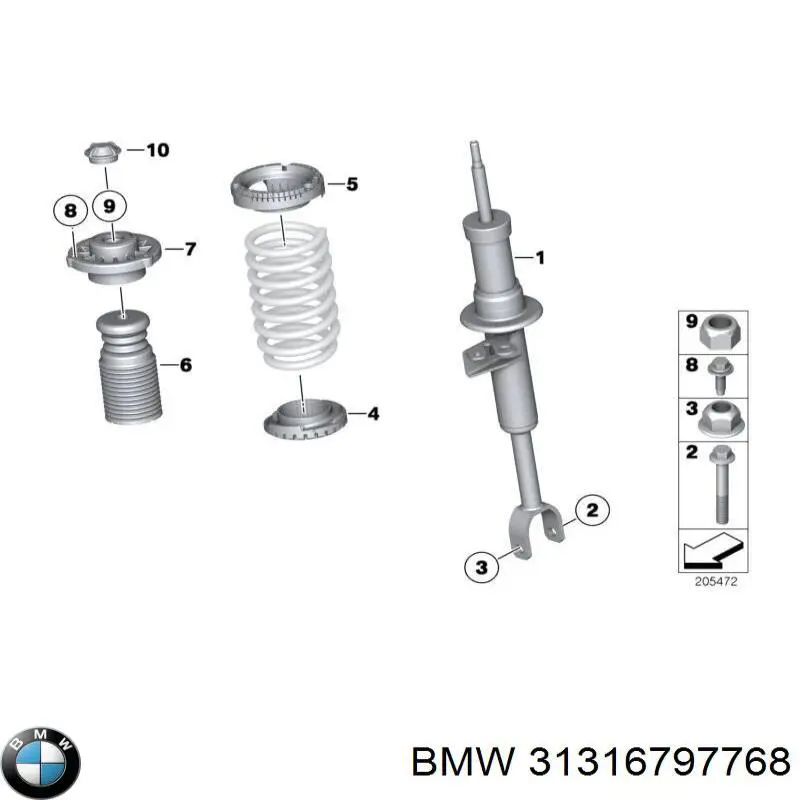 Купити 31316797768 BMW Амортизатор передній, правий