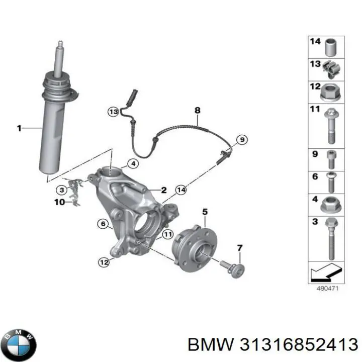 Амортизатор передньої підвіски, лівий BMW 31316852413 ціна, від 84.53 USD