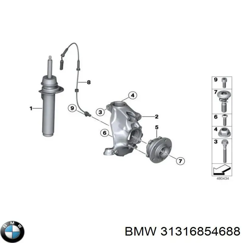 Амортизатор передньої підвіски на BMW 3 (F34)