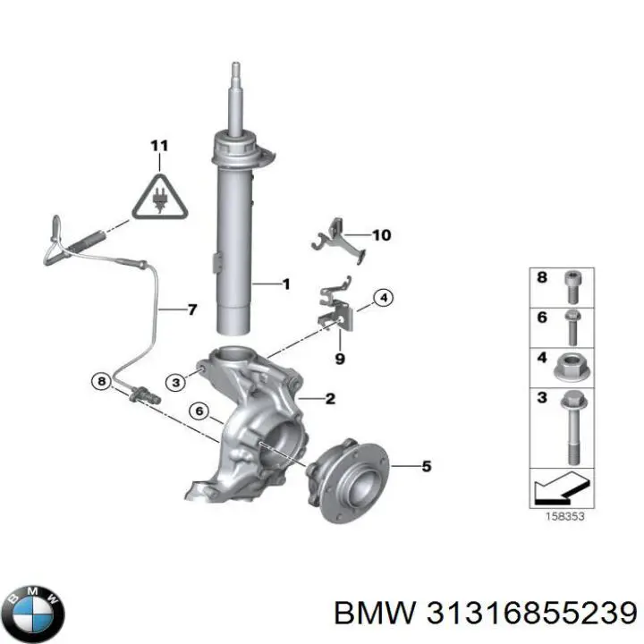 Амортизатор передньої підвіски, лівий BMW 31316855239 ціна, від 56.72 USD