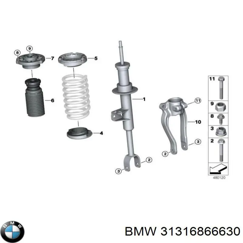 Купити 31316866630 BMW Амортизатор передній, правий