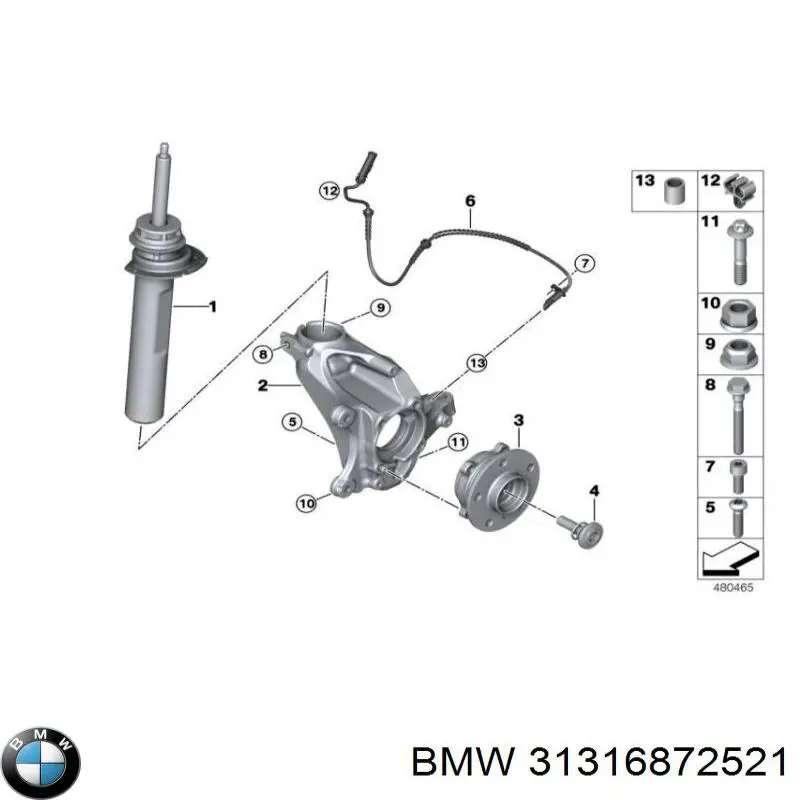 Амортизатор передньої підвіски, лівий BMW 31316872521 ціна, від 76.01 USD