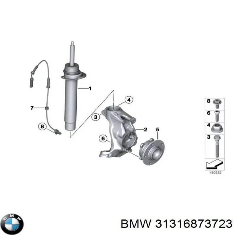 Амортизатор передній 31316873723 BMW