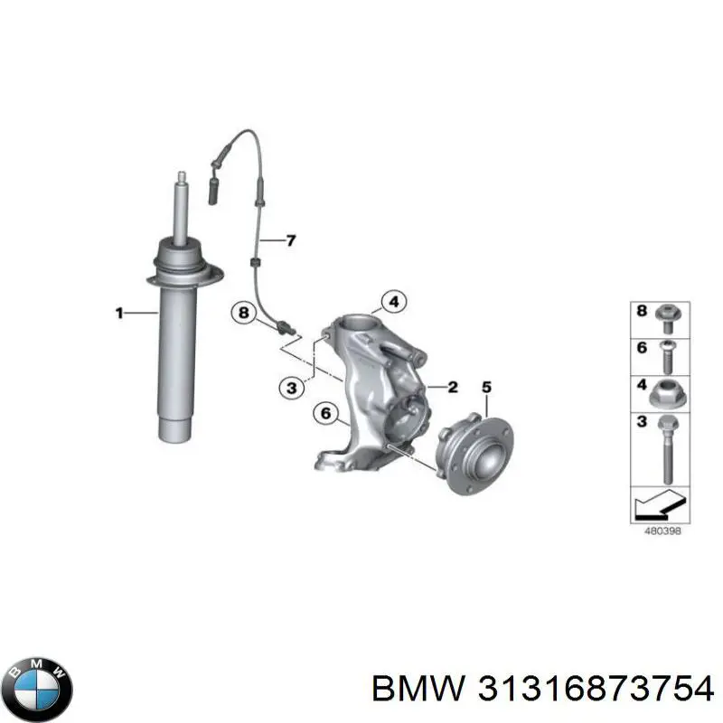 Стойка амортизатора передняя BMW 31316873754 ціна, від 64.52 USD