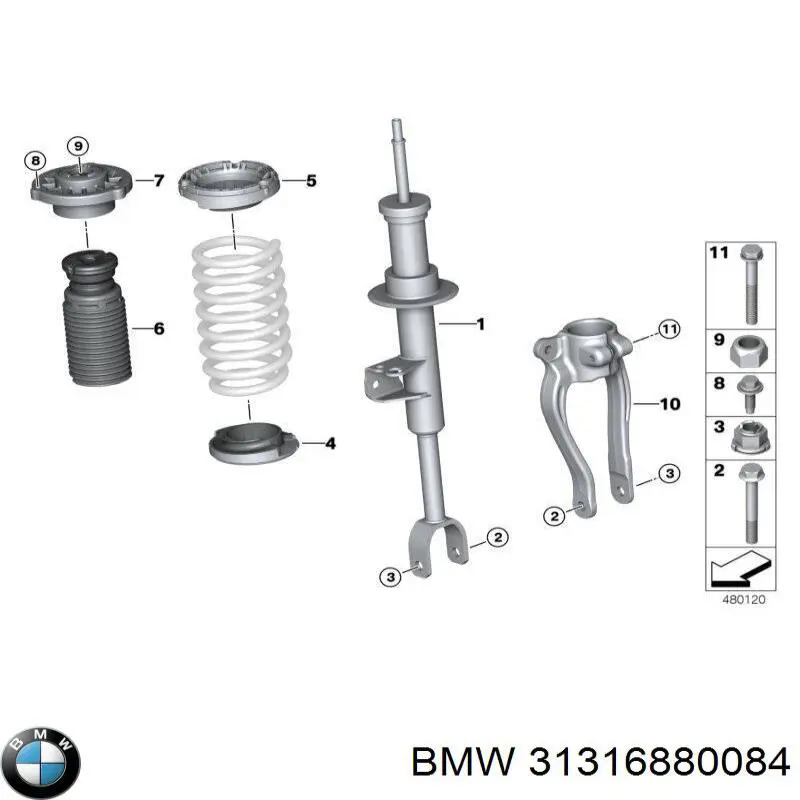 Купити 31316880084 BMW Амортизатор передній, правий