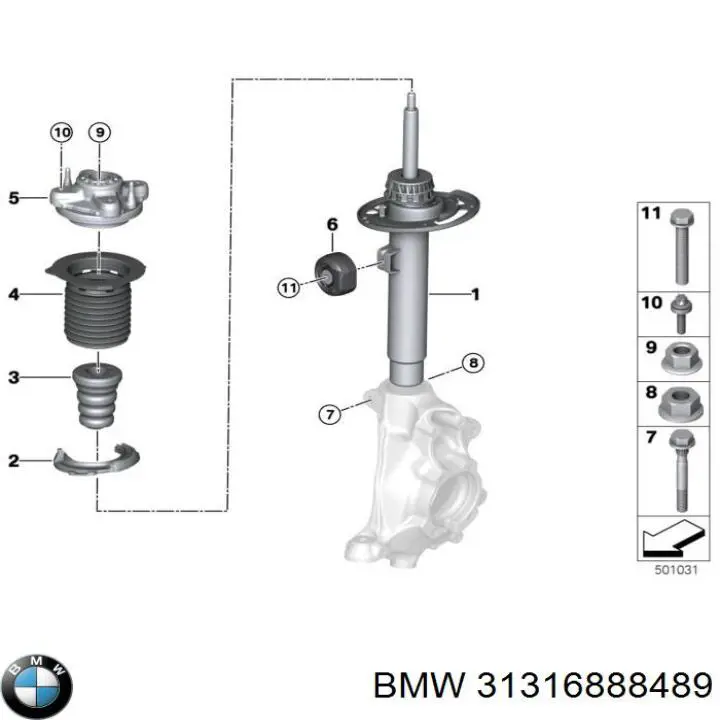  Амортизатор передній, лівий BMW 3 