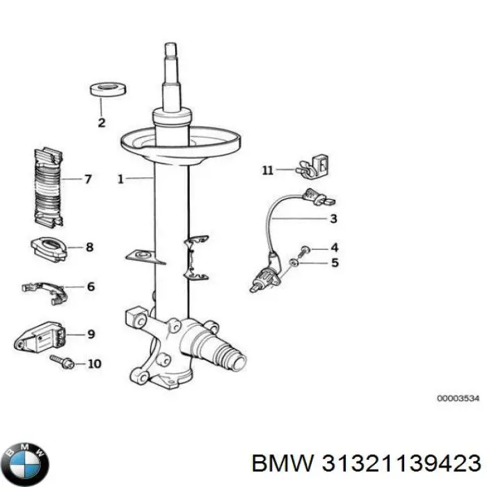 Підшипник опорний амортизатора, переднього на BMW 5 (E34)