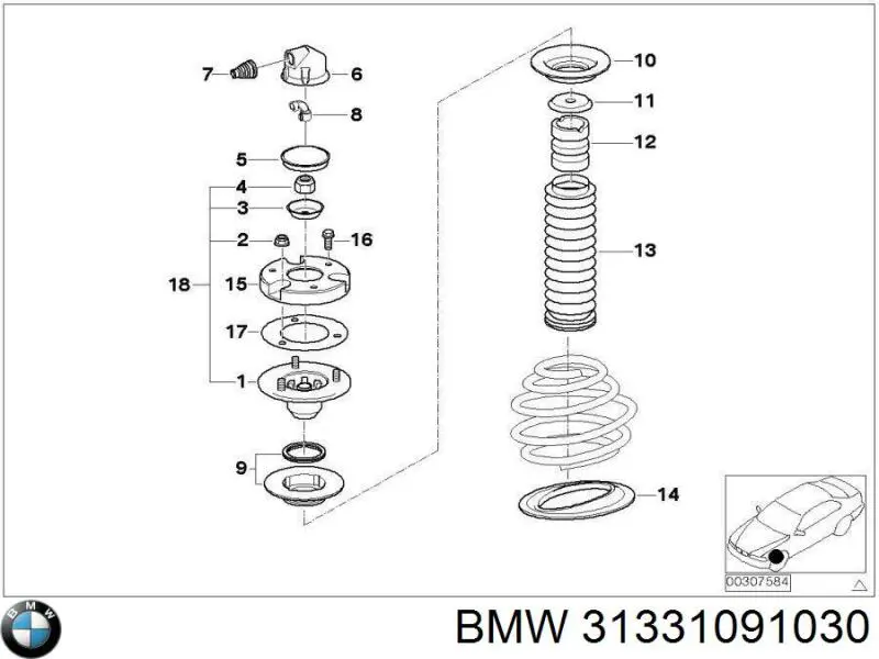 Купити 31331091030 BMW Буфер-відбійник амортизатора переднього