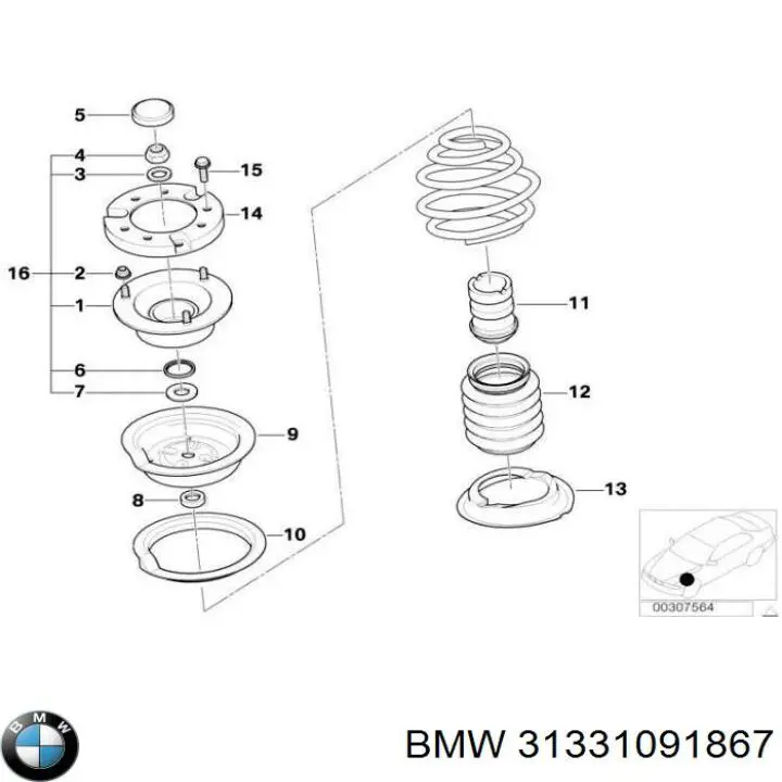 Проставка (гумове кільце) пружини передньої, верхня 31331091867 BMW