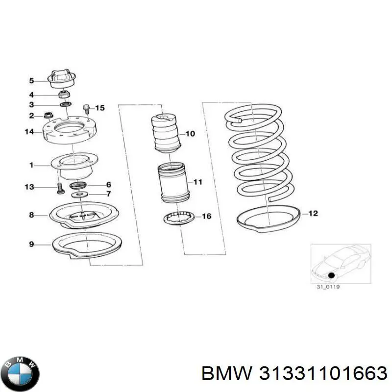 Купити 1101663 BMW Опора амортизатора переднього