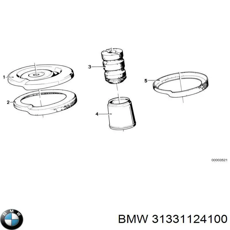 Проставка (гумове кільце) пружини задньої, нижня BMW 31331124100 ціна, від 18.56 USD