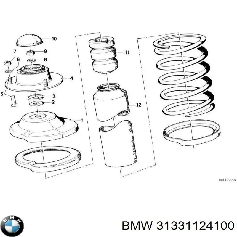 Купити 31331124100 BMW Проставка (гумове кільце) пружини задньої, нижня