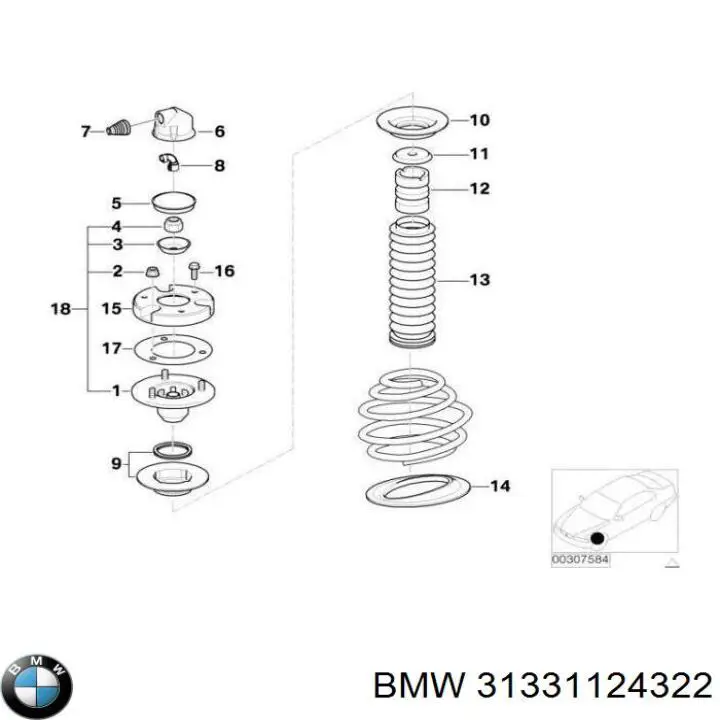 Купити 31331124322 BMW Проставка (гумове кільце) пружини передньої, нижня