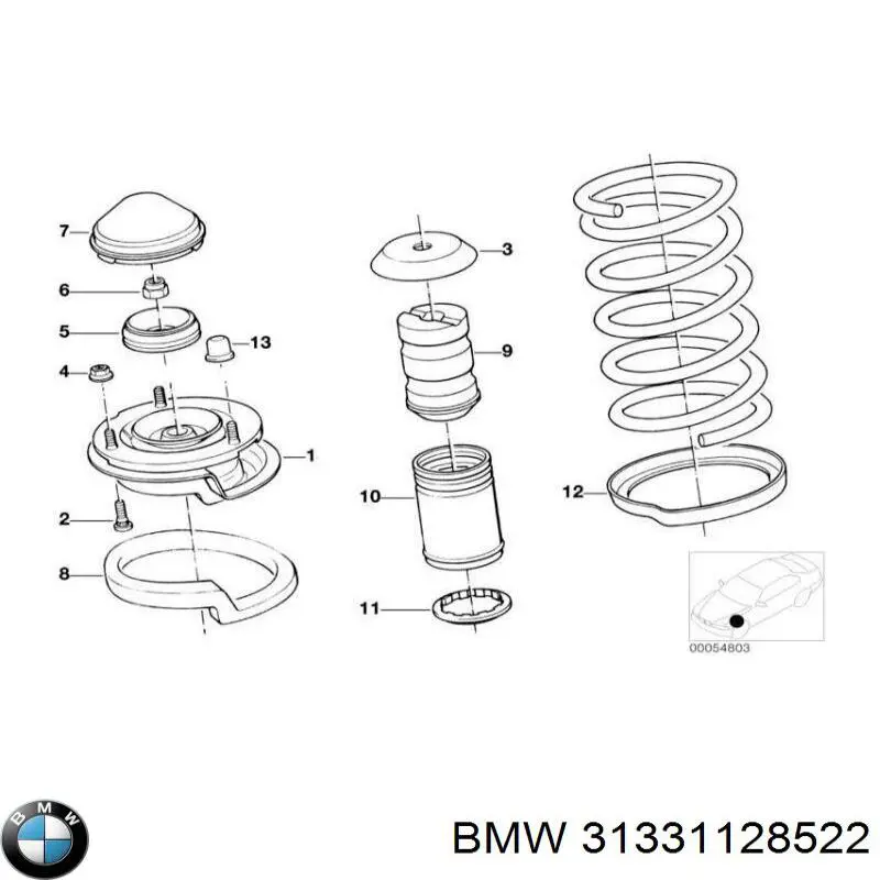 31331128522 BMW проставка (гумове кільце пружини передньої, верхня)