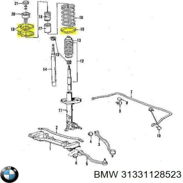 Купити 31331128523 BMW Проставка (гумове кільце) пружини передньої, верхня