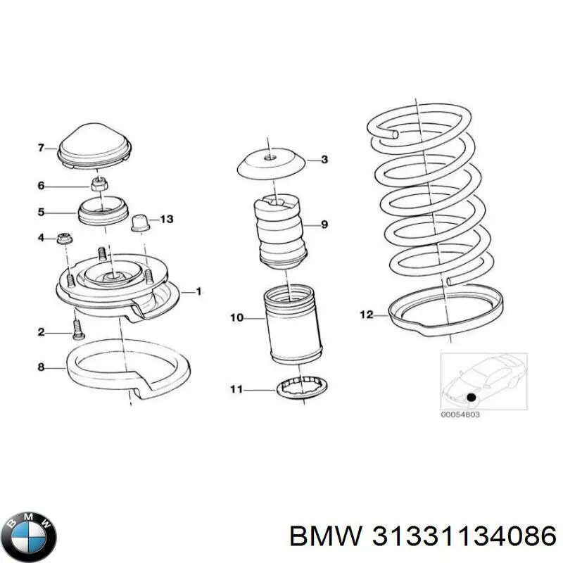 Опора стійки амортизатора переднього BMW 31331134086 ціна, від 87.74 USD