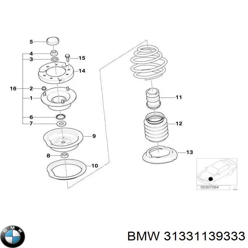 Підшипник опорний амортизатора, переднього BMW 31331139333 ціна, від 11.19 USD