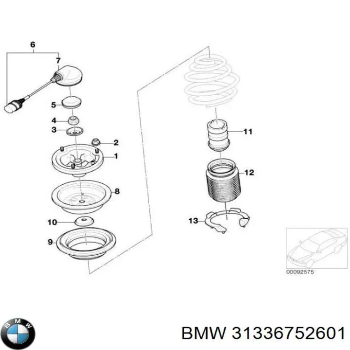 31336752601 BMW проставка (гумове кільце пружини передньої, нижня)