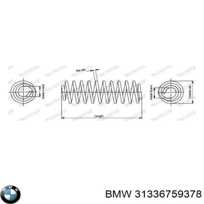 31336759378 BMW Пружина амортизатора передняя