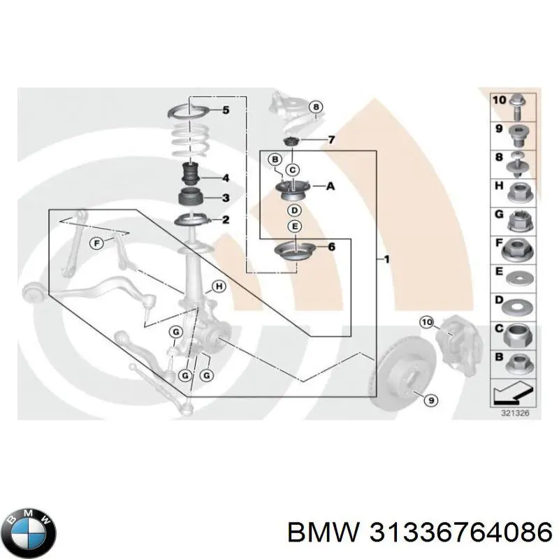 31336764086 BMW буфер-відбійник амортизатора переднього