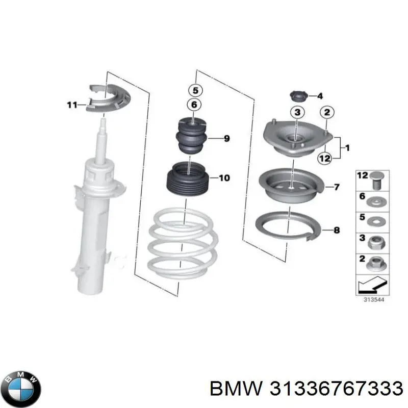 Буфер-відбійник амортизатора переднього BMW 31336767333 ціна, від 16.25 USD