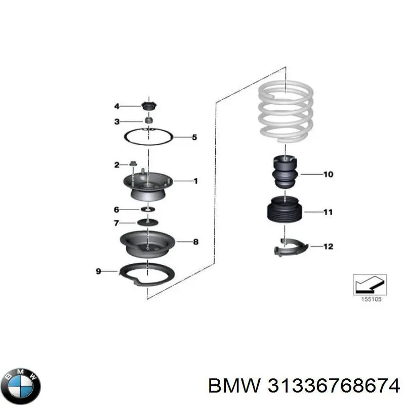Купити 31336768674 BMW Опора амортизатора переднього