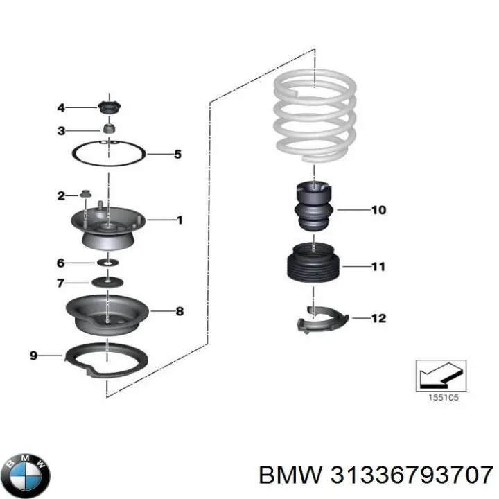 Буфер-відбійник амортизатора переднього 31336793707 BMW