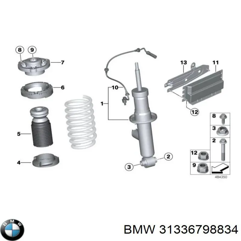 31336798834 BMW проставка (гумове кільце пружини передньої, верхня)