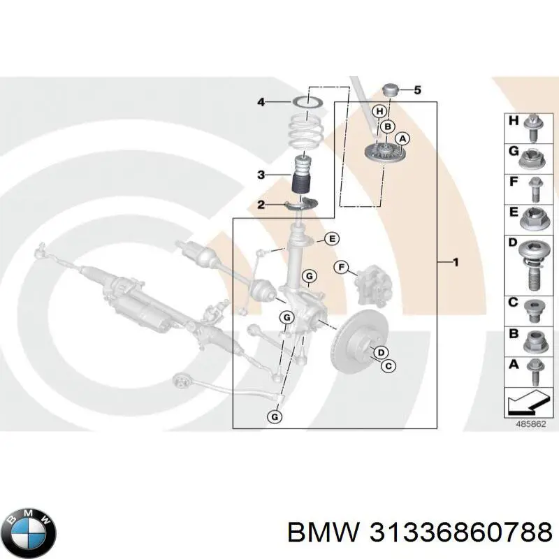 Проставка (гумове кільце) пружини задньої, нижня 31336860788 BMW