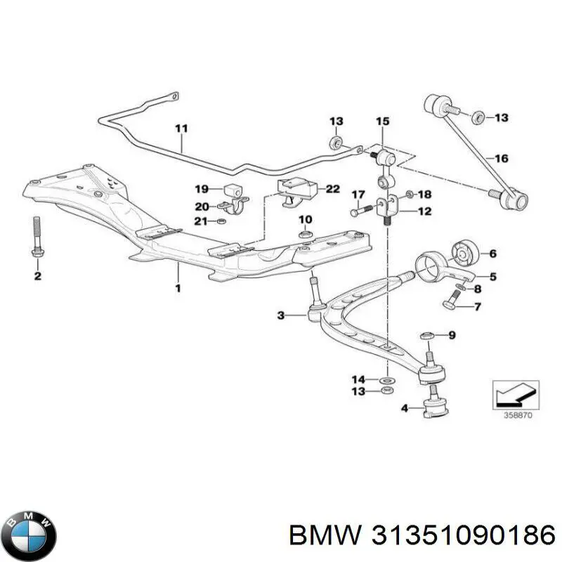 31351090186 BMW втулка стабілізатора переднього